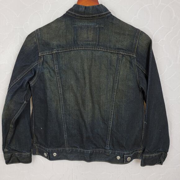 Levis Red Tab Trucker Denim Jacket Womens Medium Dark Wash Snap Closure 2 Pocket - Picture 3 of 14